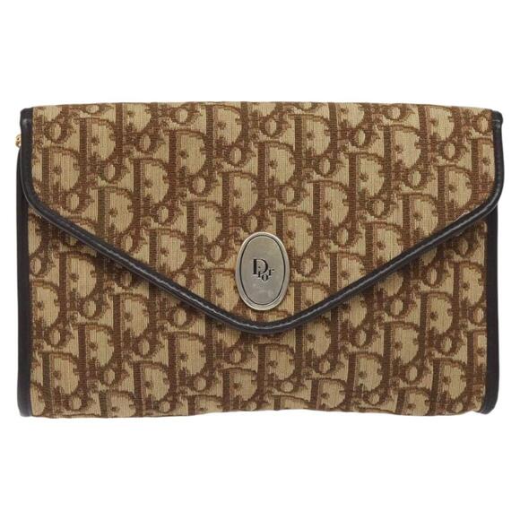 DIOR Trotter Canvas Chain Shoulder Bag Brown Gold - Picture 2 of 12